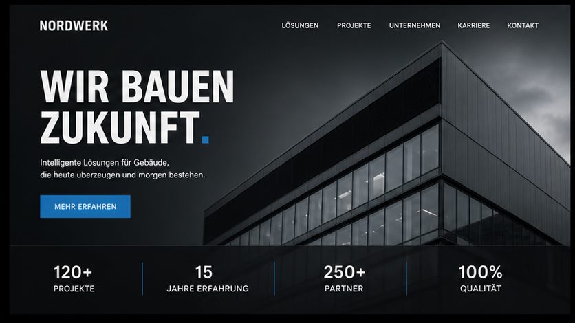 Fiktives modernes Unternehmens-Webseitenbeispiel Nordwerk