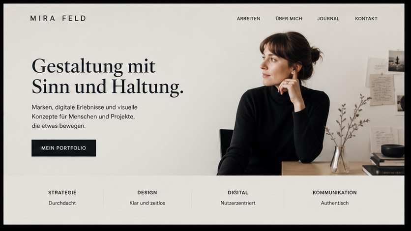 Fiktives persönliches Portfolio der Designerin Mira Feld